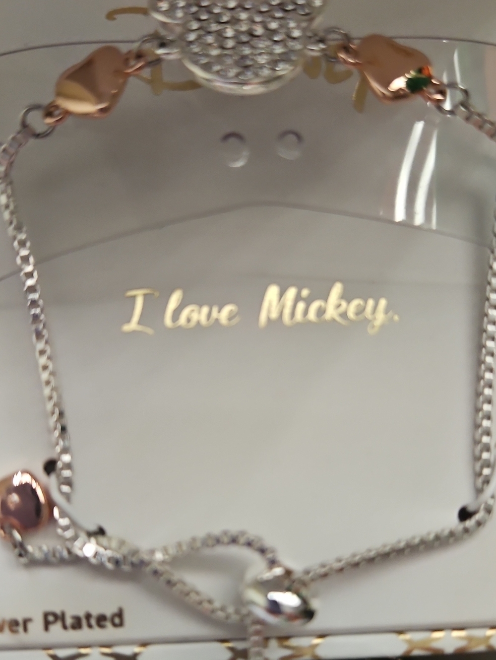 New Disney Rose Gold and Silver Mickey Heart Bracelet